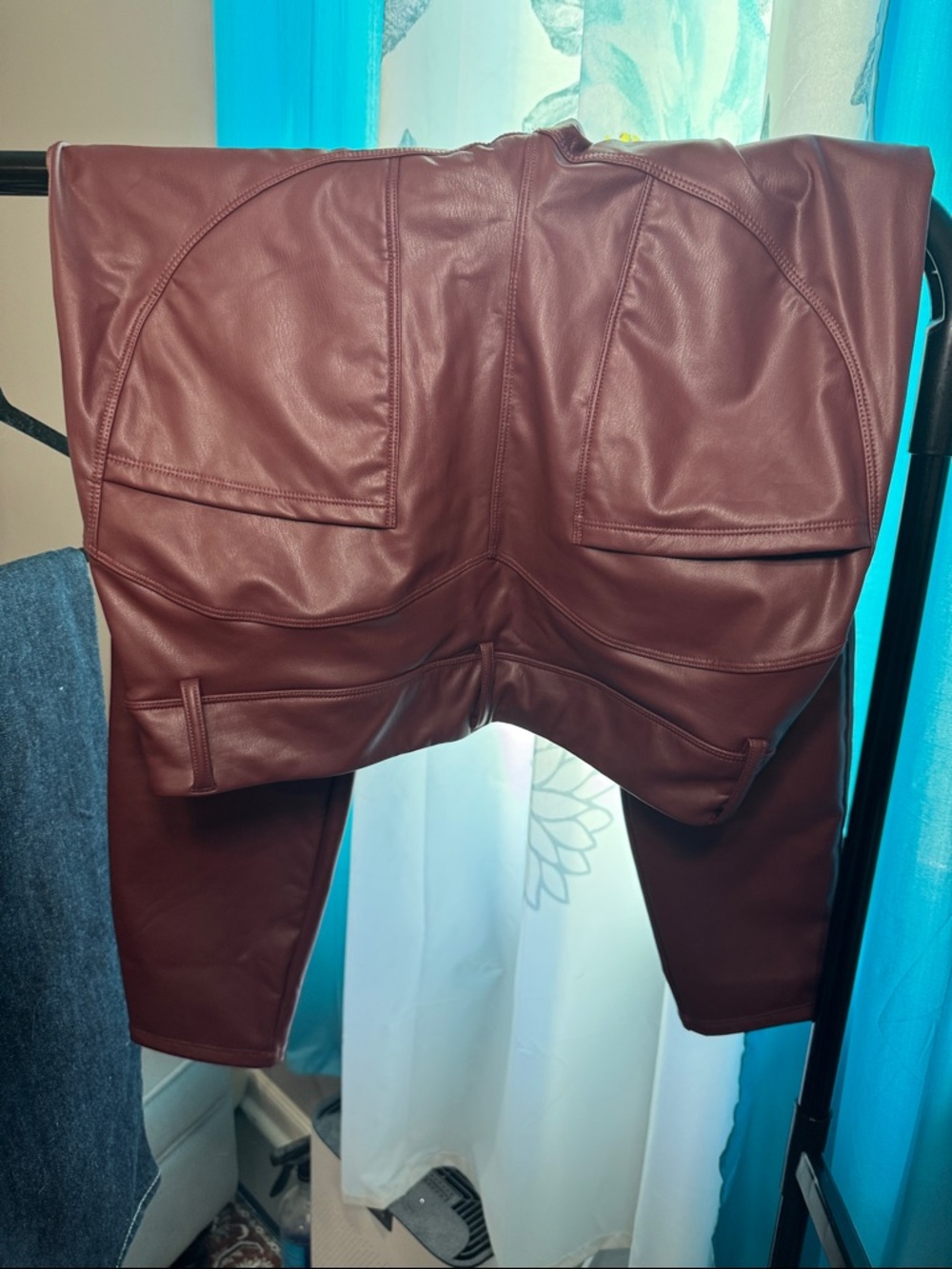 HALARA Faux Leather Leggings in Deep Burgundy